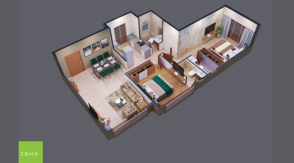 TRU-Spectrum-Life-Floor-Plan-2 BHK-Type-1